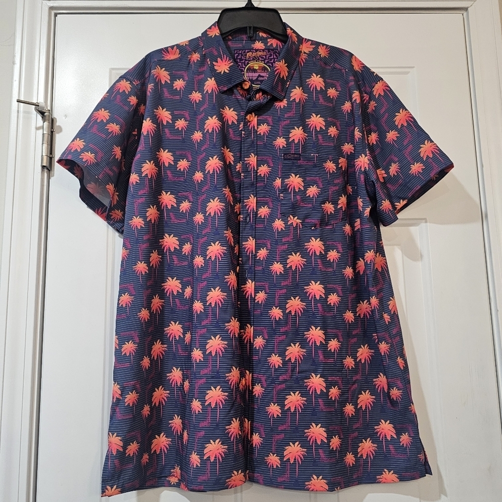 Rifle Retro Rising Palm Short Sleeve Button Down Size 2XL